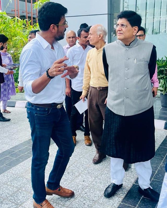 Honoured to welcome Hon. Union Minister of Commerce and Industry Shri Piyush Goyalji , today at GIFT city and at our Pragya Building .