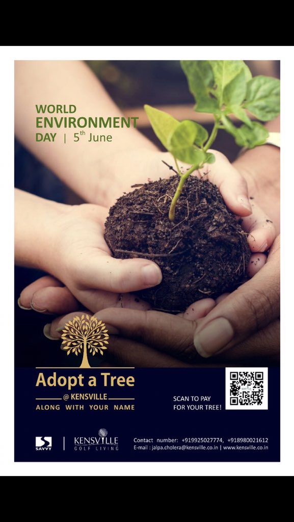 This Environment Day lets join hands for our Mother Earth and give her a gift back by planting max. number of trees.
Kensville has come up with an initiative that welcomes you all to adopt tree that will be planted in your presence and nurtured along with your name tag on it. https://t.co/b5zBXgiaW4