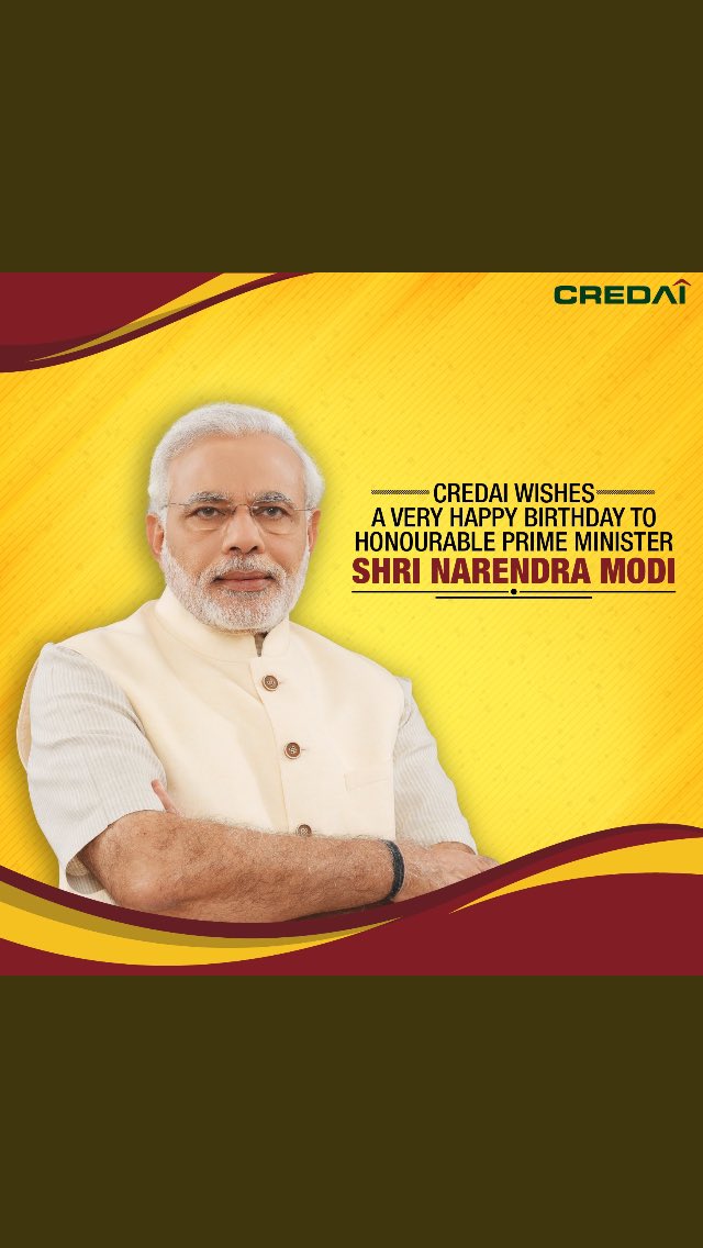 Here’s wishing a very happy birthday to Honourable Prime Minister Shri @narendramodi . We’re grateful for your unending support to CREDAI and the entire real estate sector. Your leadership has been an important part of our success as well. #HappyBirthDayPM https://t.co/3DgUFJK6Nh