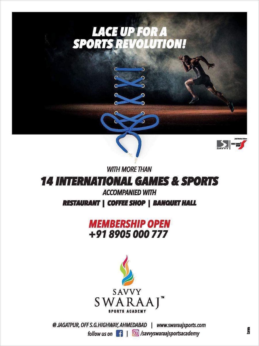 Launching Memberships from TODAY, for state of the art #savvyswaraajsportsacademy -Lead your way to a Sporty Life! 
To Apply - https://t.co/l5GiQpsFfU

#membershipopen #memberships
#sportsacademy #sportsliving #savvyswaraajsportsacademy #savvy #savvyswaraaj #healthylife #fitlife https://t.co/B8332Wtj2D