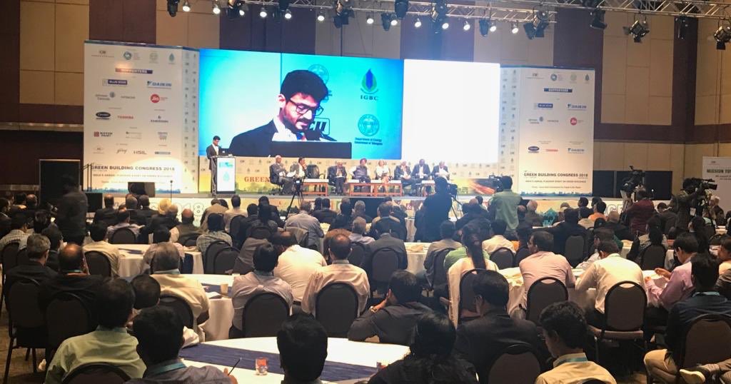 Addressing Indian green Building Congress 2018 at hyderabad today morning. @HardeepSPuri @CREDAINational https://t.co/MtLup6ysxo