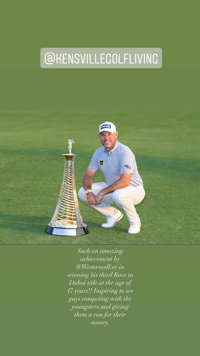 Such an amazing achievement by @WestwoodLee in winning his third Race to Dubai title at the age of 47 years!! Inspiring to see guys competing with the youngsters and giving them a run for their money @SavvyAhmedabad @KensvilleGolf https://t.co/aYfqek7zYX