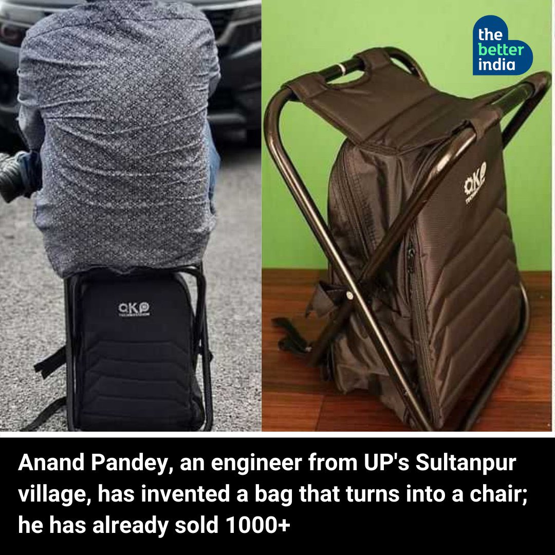 Anand Pandey, an engineer from UP's Sultanpur village, decided to earn his living through his #innovations like this bag that turns into a chair. 

Now, at the age of 31,he has won a couple of awards,& has been invited as a guest lecturer to IITs! @CREDAINational @ASSOCHAM4India https://t.co/0TfRCeHqKc