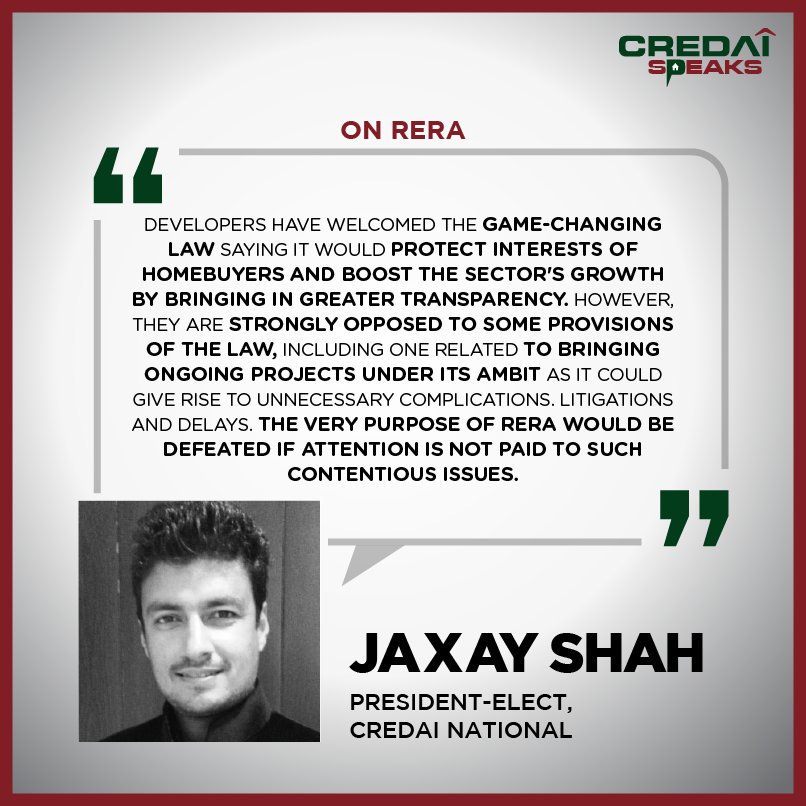 RT @CREDAINational: Here’s what @jaxayshah , President-Elect #CREDAI has to say about the recent #RERABill. https://t.co/lGQXnr8UIr