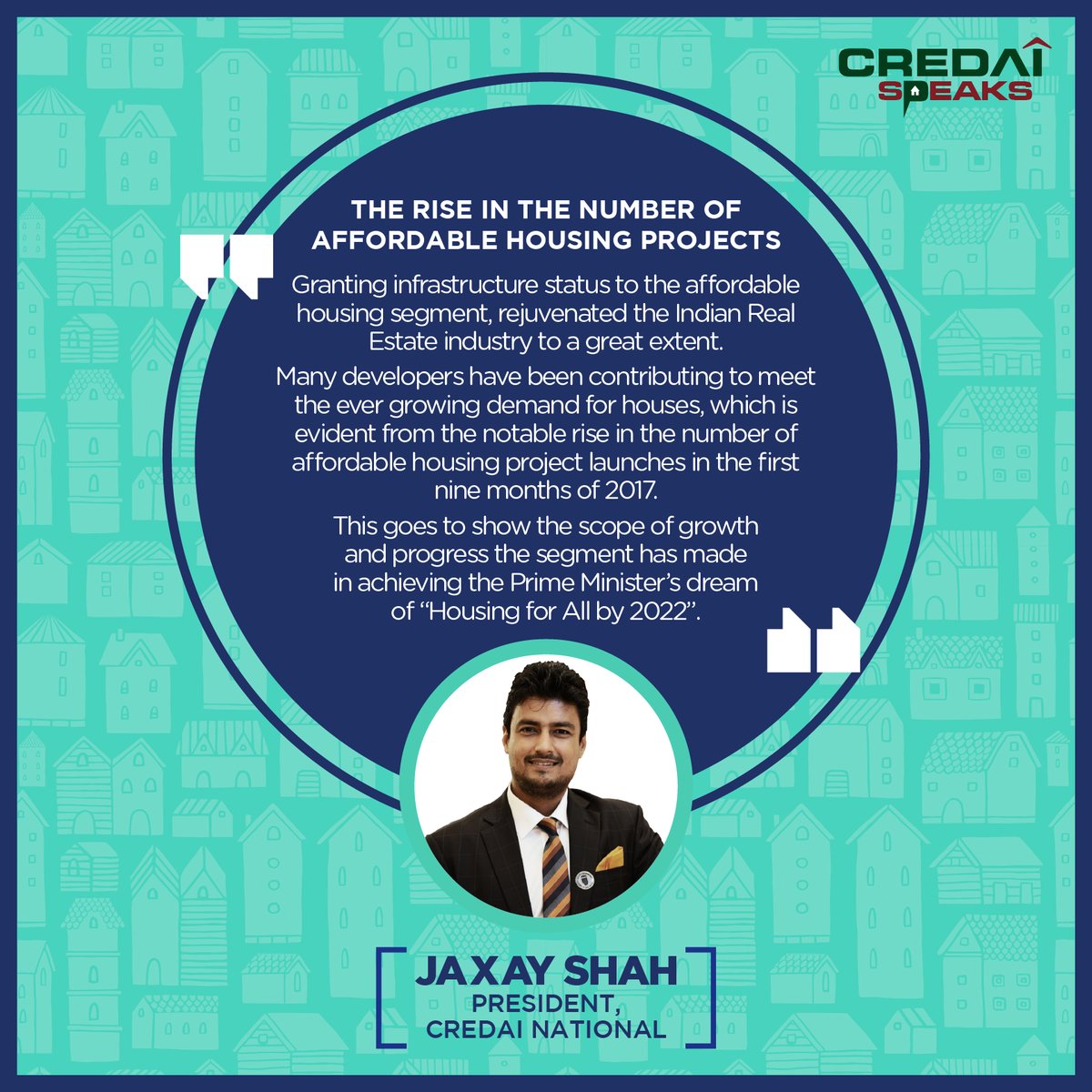 RT @CREDAINational: Our President @jaxayshah shares his views on the recent boost in #AffordableHousing projects. https://t.co/ZwAKkA27Ko