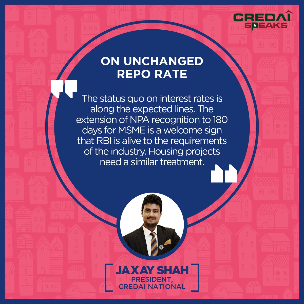 RT @CREDAINational: Here's what our president @jaxayshah has to say about the unchanged repo rate by @RBI. https://t.co/GwPZVLxybJ
